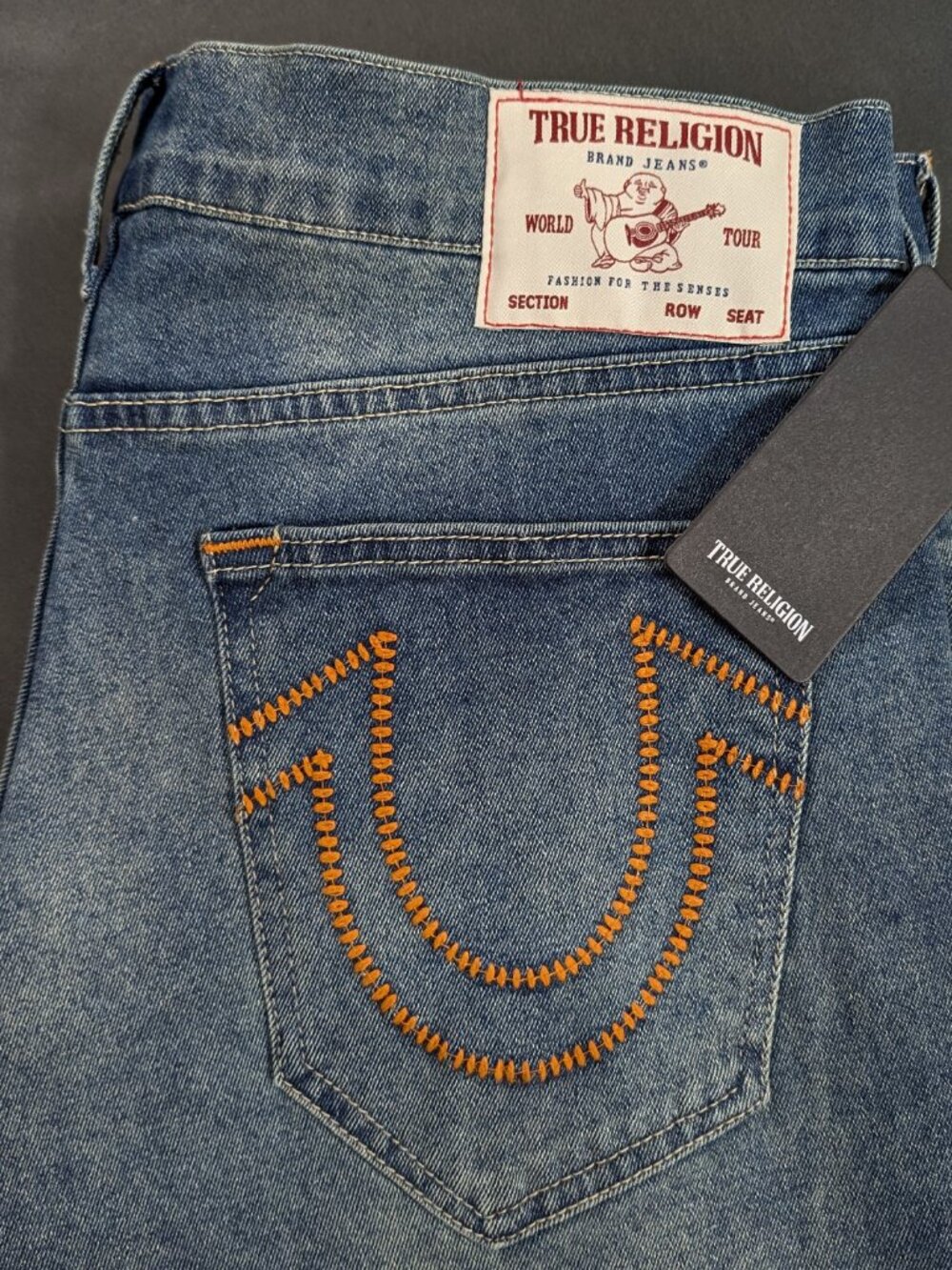 $184 True Religion Jeans Men`s Size 36x34 Ricky Ladder Stitch Relaxed Straight